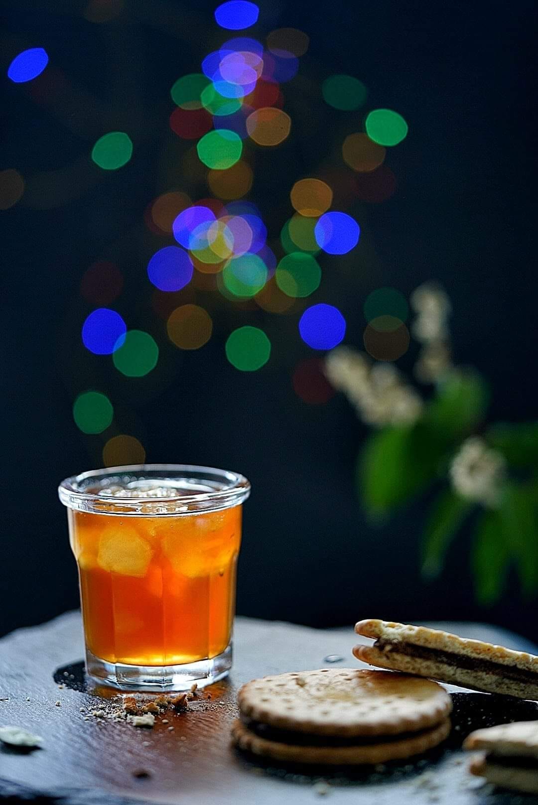 Orange juice with biscuits